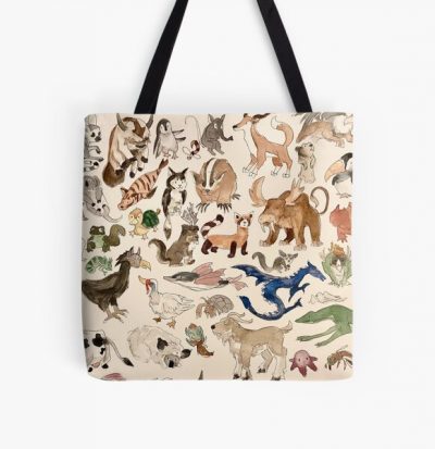 Avatar Animals print in watercolor, Avatar the Last Airbender show, Appa, Momo, turtle duck All Over Print Tote Bag RB2712 product Offical Avatar The Last Airbender Merch