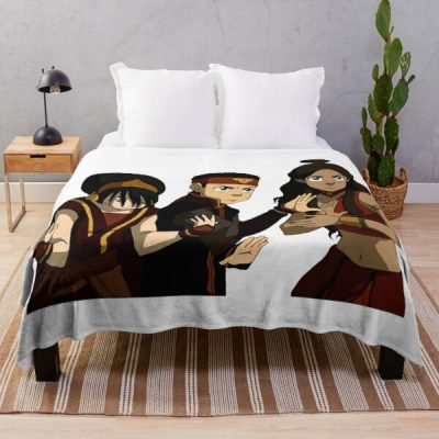 Aang, Toph, and Katara Avatar Throw Blanket RB2712 product Offical Avatar The Last Airbender Merch